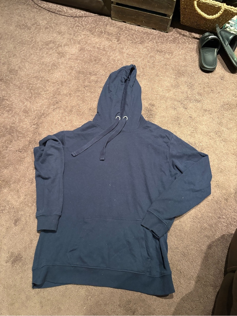 Women's Navy Blue Hooded Pullover Sweater